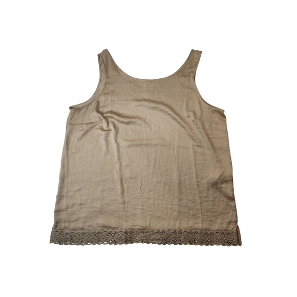 Chico's Tops - Chico's Khaki Poly Tank 2(12/L) Cotton Trim Earthy Neutral Capsule Quiet Luxury